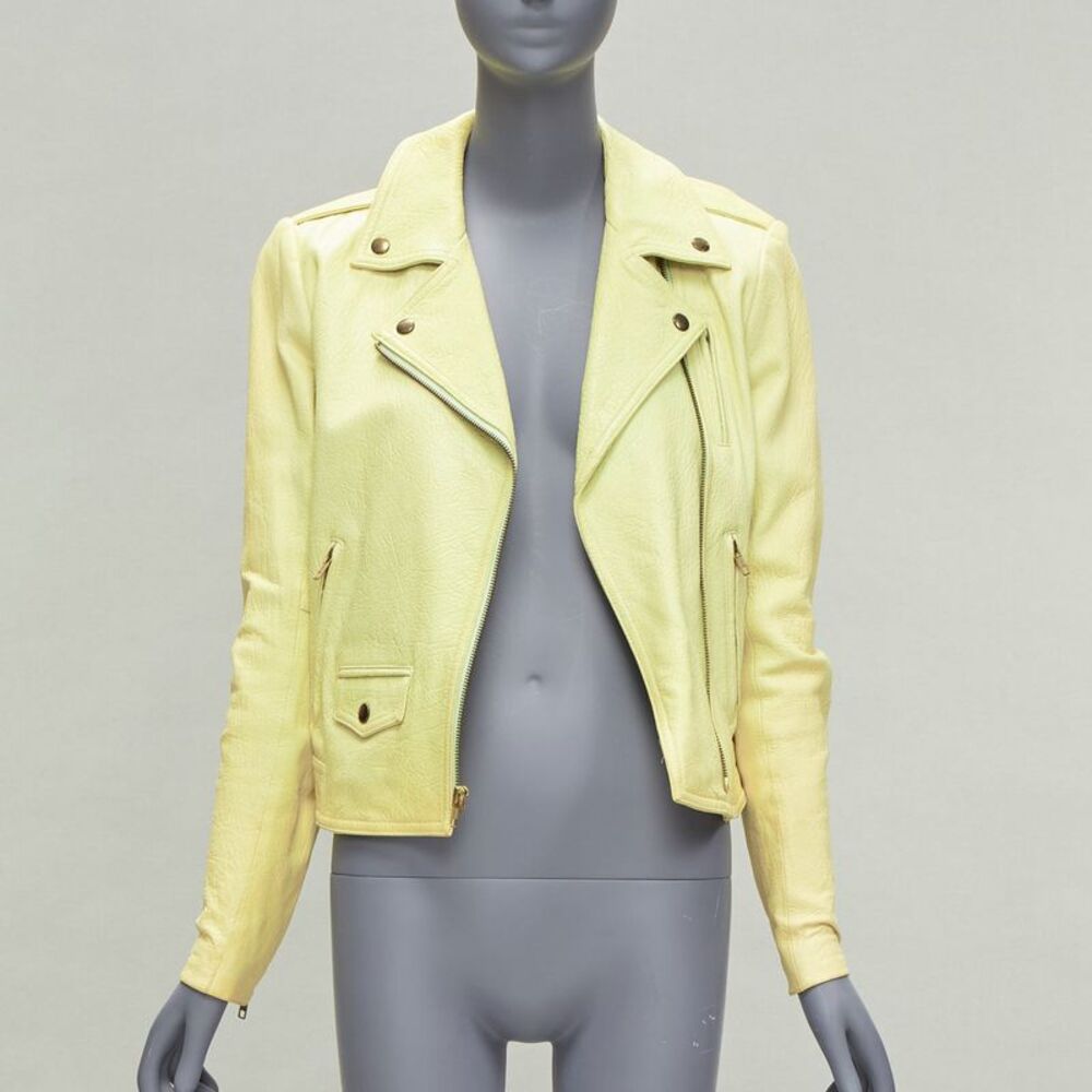 Theory Yellow Leather Motorcycle Jacket